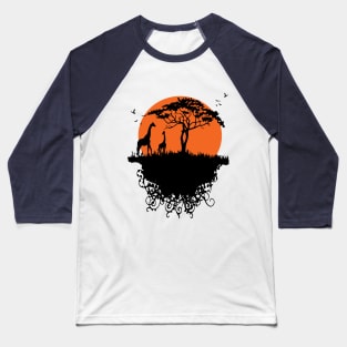 Giraffe in sunset Baseball T-Shirt